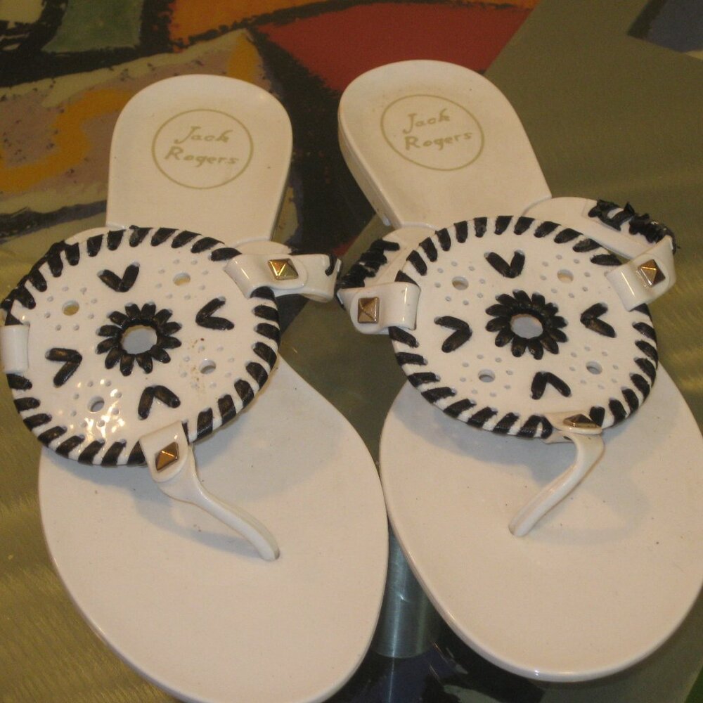 Jack Rogers Jelly Sandals (White and Black)